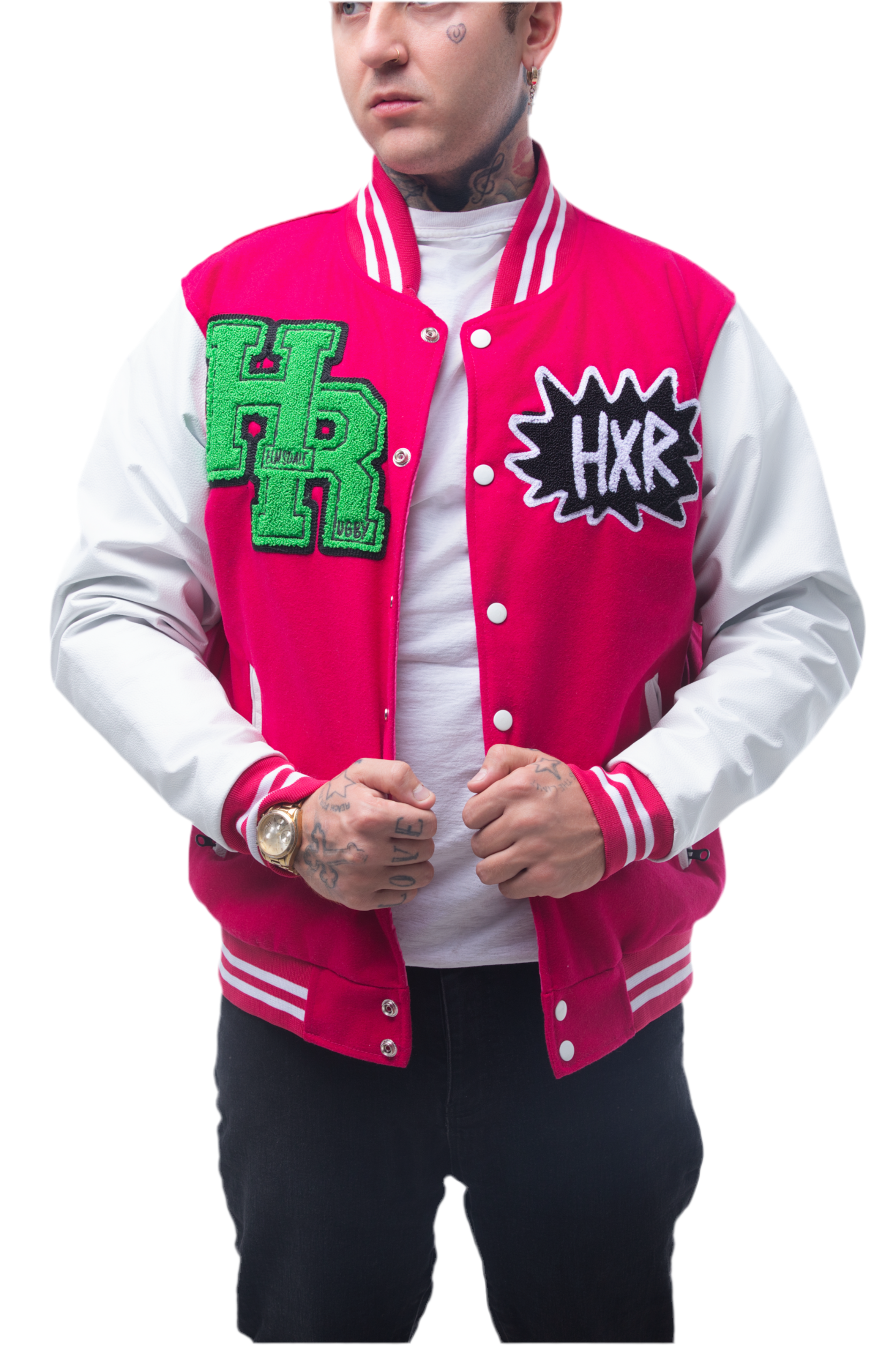 Hot Pink Draw on The Walls Varsity Jacket