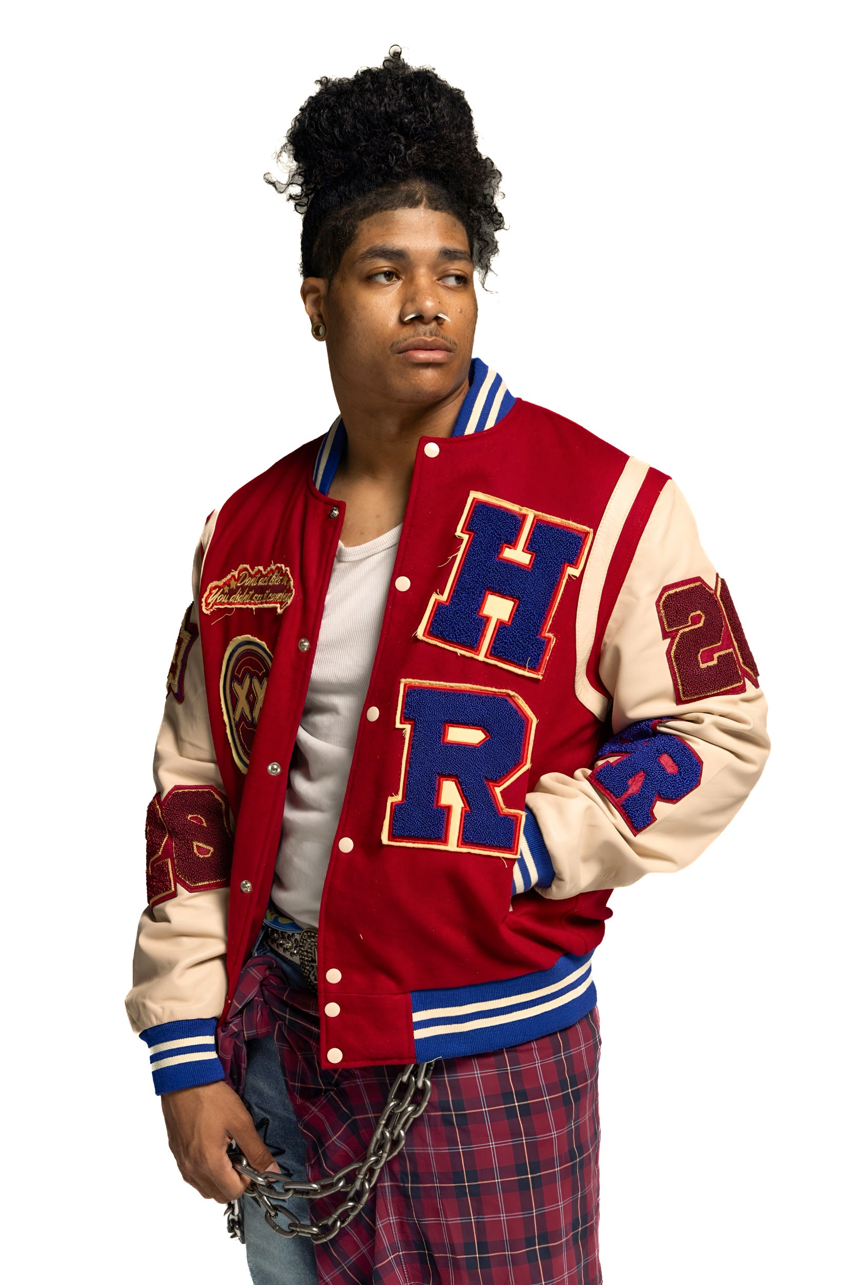 Red Seeing It Coming Varsity Jacket